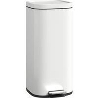 HOMCOM 30L Kitchen Bin, Compact Pedal Bin with Soft-Close and Stay-Open Lid, Removable Bucket for Kitchen, Home, Office, Cream
