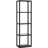 HOMCOM LED Floor Lamp with Glass Shelves, 4 Layers Dimmable Tall Standing Lamp, Modern Column Shelf Floor Light for Living Room, Bedroom, Office, Black