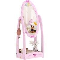 AIYAPLAY Kids Full Length Mirror, 360 Rotating Children Standing Mirror with Storage Shelf, Pink