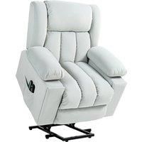HOMCOM Power Lift Recliner Chair with Vibration Massage and Heat, Electric Lift Chair for Elderly, Overstuffed Fabric Riser and Reclining Armchair with USB Ports, Cup Holders, Light Grey Aosom UK
