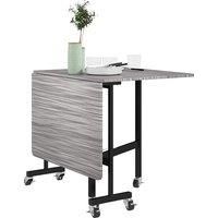 HOMCOM Mobile Drop Leaf Table, Folding Dining Table with 6 Wheels & Brakes, Kitchen Table for Small Spaces, Grey