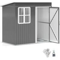 Outsunny 7 x 4ft Garden Storage Shed with Galvanised Frame, Window, Lockable Door and Air Vents for Patio, Dark Grey Aosom UK
