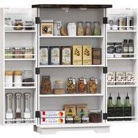 Homcom Kitchen Cupboard Pantry Cabinet with Adjustable Shelves White Bar Door