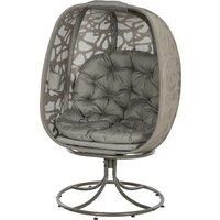 Outsunny Swivel Egg Chair with Cushions, Indoor Outdoor Lounge Chair for Balcony, Poolside, Patio and Living Room, Sand Brown