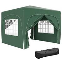 Outsunny 3 x 3(m) UPF50+ Pop Up Gazebo with Sides and Carry Bag, Dark Green