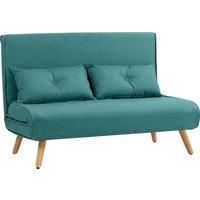 HOMCOM Two-Seater Linen-Look Sofa Bed - Green