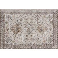 HOMCOM Vintage Area Rug, Non-Slip Washable Rug, Flannel Floor Carpet for Living Room, Bedroom, Dining Room, Home Office, 170 x 120 cm, Beige