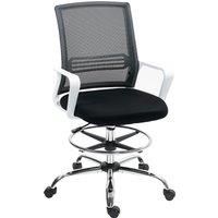 HOMCOM Draughtsman Chair, Mesh Drafting Chair, Ergonomic Office Chair with Lumbar Support, Adjustable Foot Ring, Black