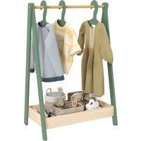AIYAPLAY Kids Clothes Rail with 3Hangers, Bottom Storage Shelf for Girls, Boys, Nursery, Bedroom, Green Aosom UK