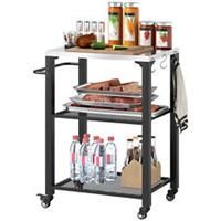 Outsunny 3-Shelf Outdoor Grill Cart, Outdoor Kitchen w/ Stainless Steel Top