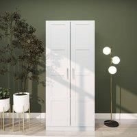 Stylish Double Wardrobe | Hanging Rail & Shelves Modern Bedroom Storage Solution
