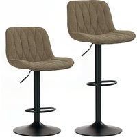 HOMCOM Set of Two Linen-Look Bar Stools - Brown