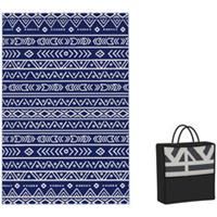 Outsunny 1.8 x 2.7m Reversible Outdoor RV Rug, Geometric, Blue and White
