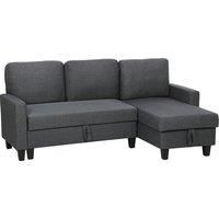 HOMCOM Three-Seater Storage Sofa Bed - Charcoal Grey