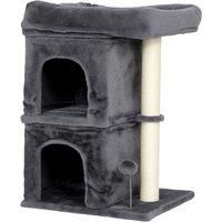 PawHut 66 cm Small Cat Tree for Large Cats, Cat Tower w/ Large Top Perch, 2 Condos, Sisal Scratching Post, Toy Ball, Dark Grey
