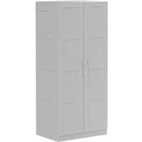 HOMCOM Double Paneled Door Wardrobe, with Shelves - Grey