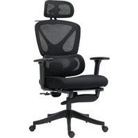 HOMCOM Executive Office Chair with Armrests, Rotatable Headrest & Adjustable Lumbar Support for Home Office, Black Aosom UK