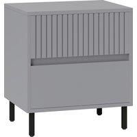 HOMCOM Simple Line Indented Two-Drawer Bedside Table - Grey