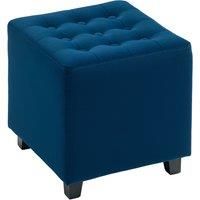 HOMCOM Velvet-Feel Square Ottoman - Blue