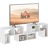 HOMCOM TV Stand for TVs up to 75 Inches, Free Combination TV Unit with Storage Shelves, Extendable Entertainment Centre for Living Room, White Wood Grain