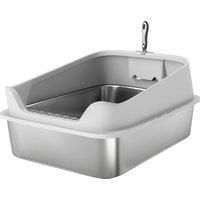 Stainless Steel Cat Litter Box with High Sides, Scoop