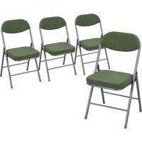 HOMCOM Set of Four Folding Corduroy Seat Chairs - Green
