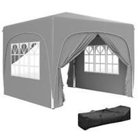 Outsunny 3 x 3(m) UPF50+ Pop Up Gazebo with Sides and Carry Bag, Light Grey