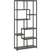 7-Tier Bookshelf, Geometric Bookcase for Home Office, Study, Grey, Black