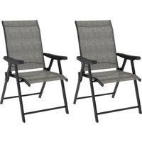 Outsunny Set of Two Folding Outdoor Chairs - Black/Grey