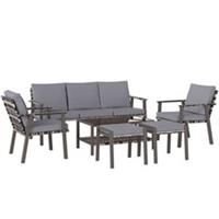 Outsunny 7 Seater Rattan Garden Furniture Set with Glass Coffee Table Grey