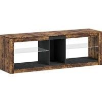 HOMCOM TV Stand Cabinet with LED Lights and Remote Control for TVs up to 65", Entertainment Centre with Storage Shelves and Compartment, Rustic Brown