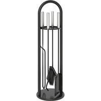 5 Pieces Fireplace Companion Set, Metal Fireplace Accessories, Silver