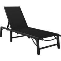 Outsunny Folding Sun Lounger, 5-Position Adjustable Garden Chaise Lounge Sunbed, Steel Frame Reclining Chair for Beach, Porch, Patio, Camping, Black