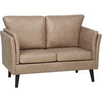 HOMCOM Two-Seater Leathaire Sofa - Light Brown