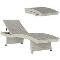 Outsunny PE Rattan Sun Lounger with 4-Level Adjustable Backrest, Grey