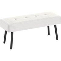 HOMCOM End of Bed Bench, Corduroy Bedroom Bench with Thick Padding and Steel Legs, Tufted Window Seat for Entryway, Living Room, Cream White