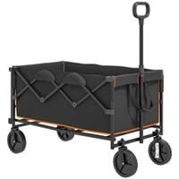 Outsunny 160L Folding Trolley Cart w/ Adjustable Handle, Black and Orange
