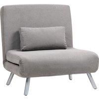 HOMCOM Single Velvet-Feel Chair Bed - Grey