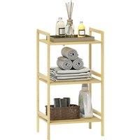 3-Tier Bamboo Bathroom Storage Shelf, Freestanding Shelving Unit, Natural