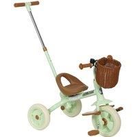 AIYAPLAY 2-In-1 Toddler Trike for 2-5 Years Old, 3 Wheel Bike with Adjustable Parent Handle, Basket for Boys and Girls, Green