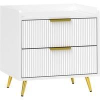 HOMCOM Elegant Two-Drawer Bedside Table - White