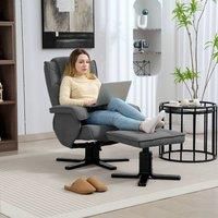 HOMCOM Rocker Swivel Recliner Chair with Footstool, Velvet Fabric Recliner Armchair with Ottoman, Wood Base, Upholstered Reclining Chair for Living Room, Bedroom, Office, Charcoal Grey