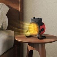 HOMCOM Ceramic Space Heater, 2000W Portable Fan Electric Heater with 3 Modes, Adjustable Thermostat, Handle, Overheat Protection, Low Energy for Bedroom, Red