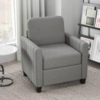 HOMCOM Channel Tufted Modern Fabric Accent Chair - Light Grey, none