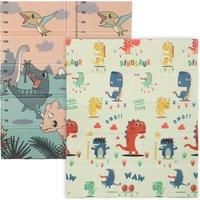 AIYAPLAY Dinosaur-Themed Baby Plat Mat Double Sided, Foldable, Water-Resistant for Outdoor/Indoor, 177 x 146 x 1.5cm