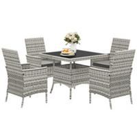 Outsunny 4 Seater Rattan Garden Furniture Set with Cushion, Mixed-Grey