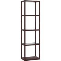 HOMCOM LED Floor Lamp with Glass Shelves, 4 Layers Dimmable Tall Standing Lamp, Modern Column Shelf Floor Light for Living Room, Bedroom, Office, Dark Brown
