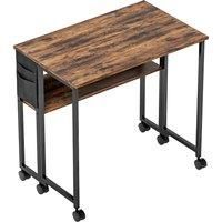 HOMCOM 80 cm Drop Leaf Writing Work Desk - Rustic Brown