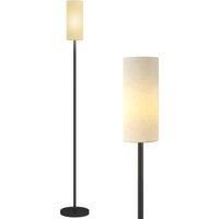 HOMCOM Floor Lamp for Living Room, Modern Standing Lamp with Linen Shade & Foot Switch, Minimalist Tall Pole Lampshade for Bedroom, Office, White