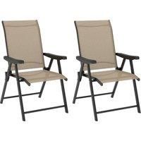 Outsunny Set of Two Folding Outdoor Chairs - Brown/Black